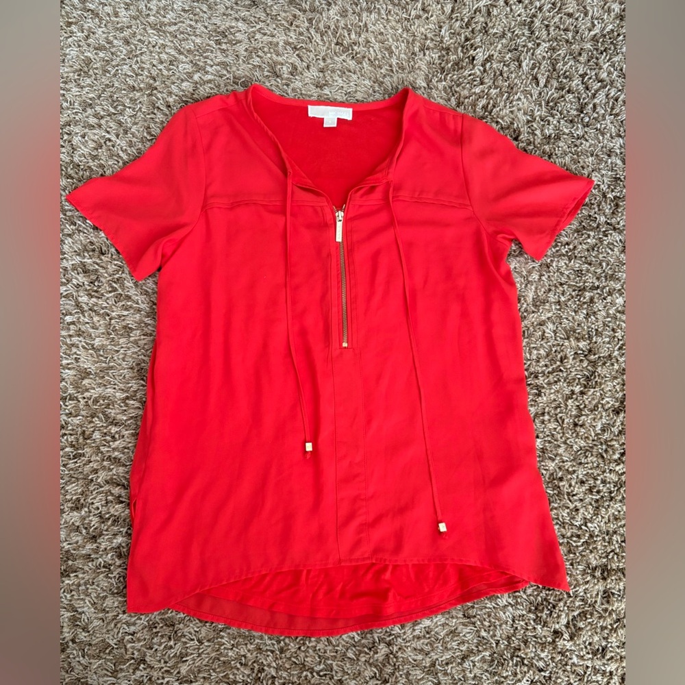 Michael by Michael Kors Red Blouse w/ Zipper - Size M
